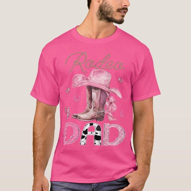 Rodeo Pappa Rosa Boots Coquette Cowgirl Birthday P T Shirt (Framsida)