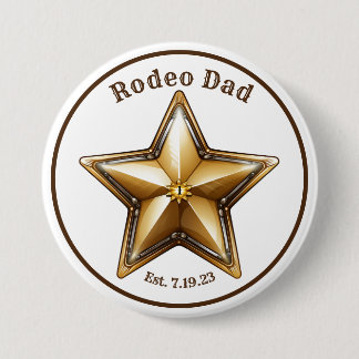 Rodeo Pappa sheriff Star Button Pin First Birthday Knapp