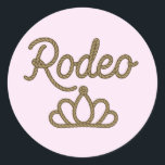 Rodeo Queen Land Western Tiara Krona Rosa Runt Klistermärke<br><div class="desc">Rodeo Queen Land Westerna Tiara Krona Rosa Stickers. (rosan kan ändras till vilken färg som helst)</div>