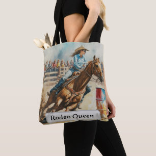 Rodeo Queen Tunnerryttande Cowgirl Vattenfärg Tote Tygkasse