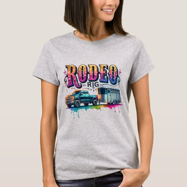 Rodeo Rig Lastbil och Horse Trailer T Shirt (Framsida)