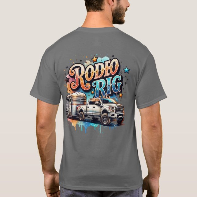 Rodeo Rig Lastbil och Horse Trailer T Shirt (Baksida)