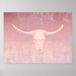 Rodeo Rosa Art Struktur Rustic Bull Skull Poster