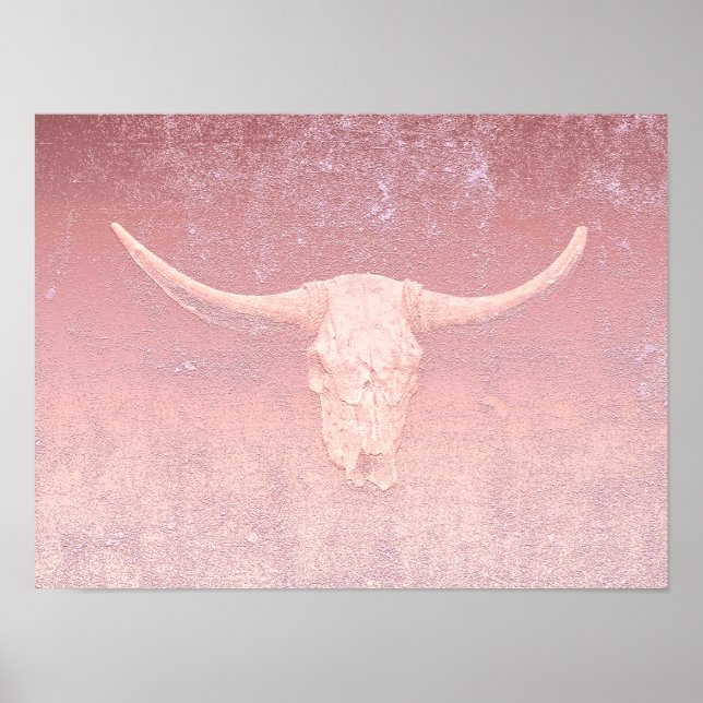 Rodeo Rosa Art Struktur Rustic Bull Skull Poster (Framsidan)