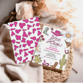 Rodeo Rosa Western Birthday Inbjudningar