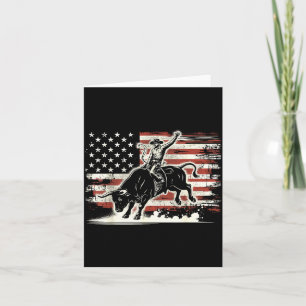 Rodeo ryttare tjur patriotisk cowboy Usa flagga Kort