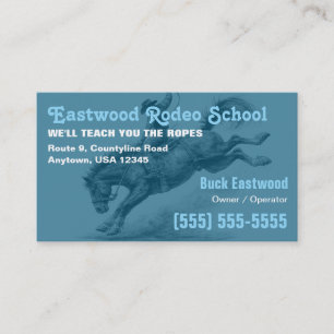 Rodeo School Bucking Bronco Cowboy Training Visitkort