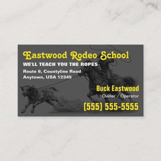 Rodeo School | Cowboy Roping Instruktör Kort (Framsida)