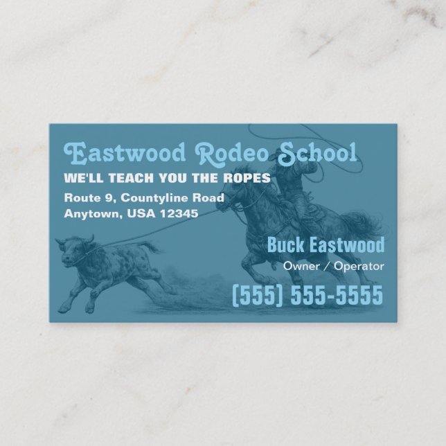 Rodeo School | Cowboy Roping Instruktör Kort (Framsida)