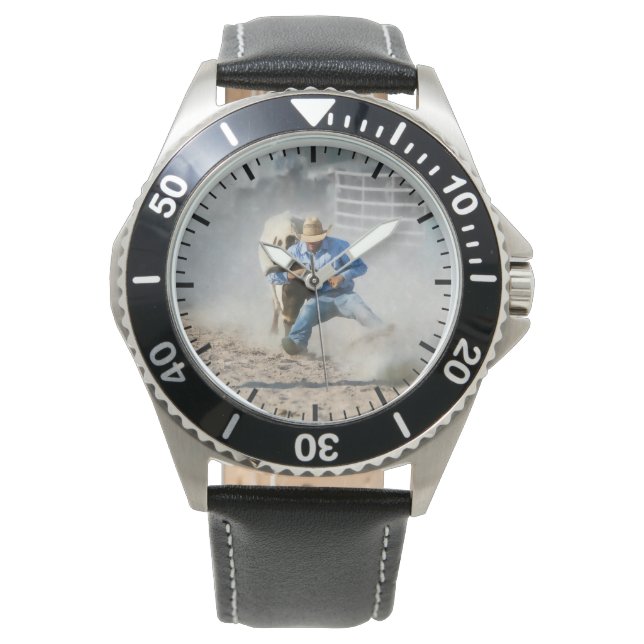 Rodeo Styrka Tjurfäktning Tävling Western Män Armbandsur (Framsida)