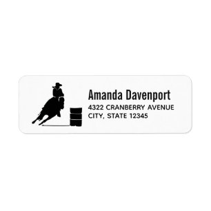 Rodeo Theme Cowgirl Barrel Tävla Silhouette Label Returadress Etikett
