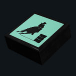 Rodeo Theme Cowgirl Barrel Tävla Silhouette Minnesask<br><div class="desc">Silhouette av en atletisk cowgirl-tävla med sin häst. Bild för snabbåtgärd. Bakgrunden är en mint grönt färg. Underbar för fläkt och hästälskare.</div>