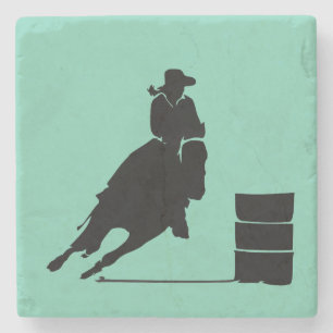 Rodeo Theme Cowgirl Barrel Tävla Silhouette Stenunderlägg