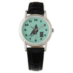 Rodeo Thenzo Cowgirl Barrel Tävla Silhouette Armbandsur