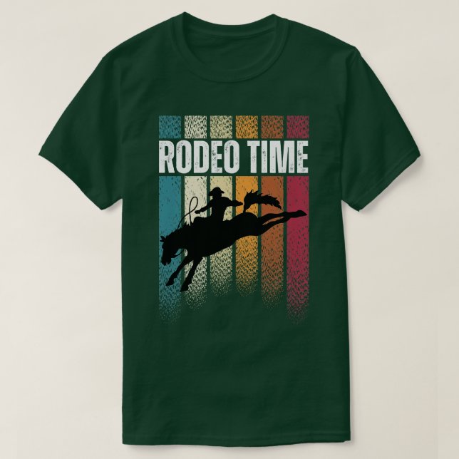 Rodeo Time Bareback Riding Western Cowboy T Shirt (Design framsida)