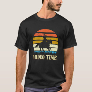 Rodeo Time Cowboy Horse Ranch Lasso Retro Sunset R T Shirt