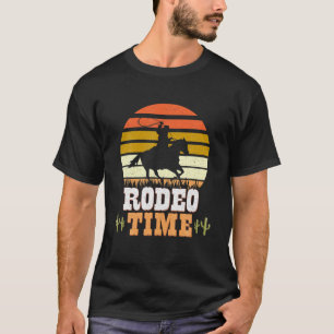 Rodeo Time Cowboy Horse Ranch Lasso Retro Sunset R T Shirt