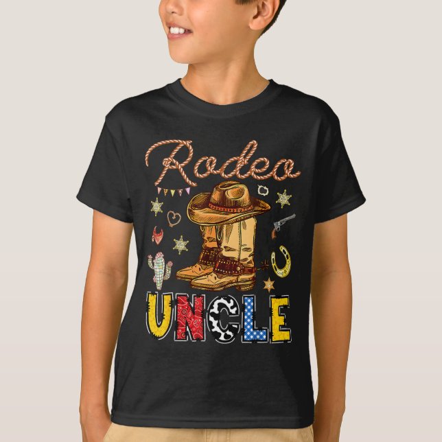 Rodeo Uncle Western Födelsedag Cowboy Matchande Fa T Shirt (Framsida)