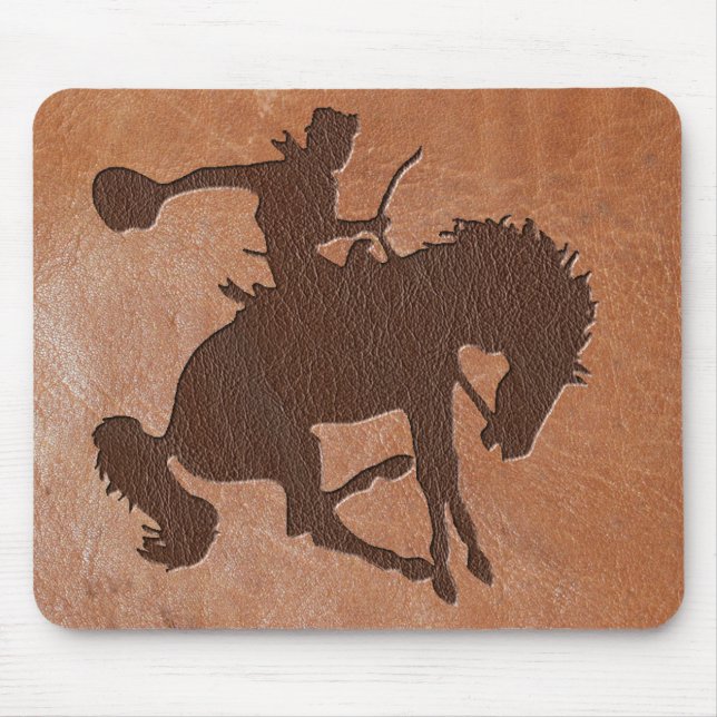 Rodeo utföra i relief läder musmatta (Framsidan)