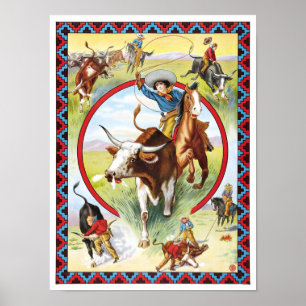 Rodeo- & vilda westernShow, 1910. Poster