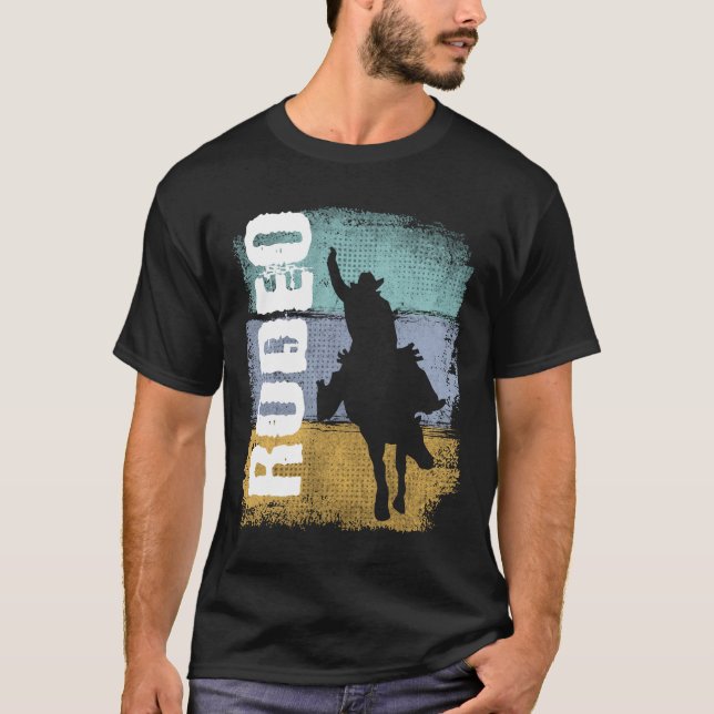 Rodeo Vintage Retro Rodeo Rider T Shirt (Framsida)