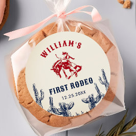 Rodeo Western Cowboy 1:a födelsedagen Party Runt Klistermärke