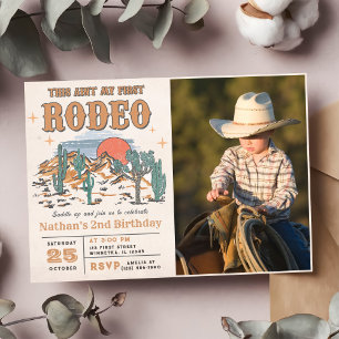 Rodeo Western Cowboy 2:a födelsedagsfoto Inbjudningar