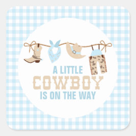 Rodeo Western Cowboy Baby Shower Fyrkantigt Klistermärke