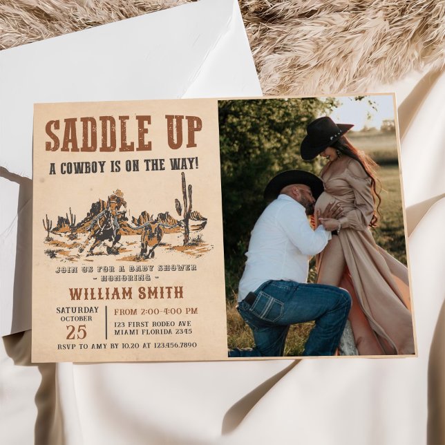 Rodeo Western Cowboy Baby Shower Photo Inbjudningar (Skapare uppladdad)