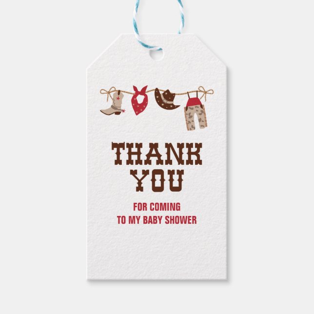 Rodeo Western Cowboy Baby Shower Presentetikett (Framsidan)