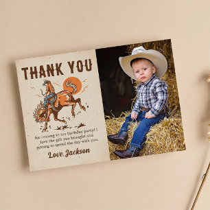 Rodeo Western Cowboy Födelsedagsfoto Tackkort Tack Kort