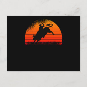 Rodeo Western Cowboy Vilda western Retro Bull Vykort
