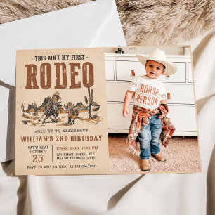 Rodeo Western Cowboys 2:a födelsedagen Party Photo Inbjudningar