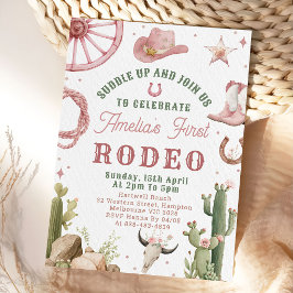 Rodeo Western Cowgirls 1st Birthday Invitation Inbjudningar