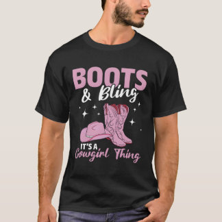 Rodeo Western Land Southern Cow Boots Bling T Shirt