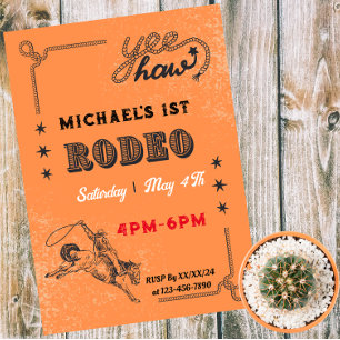 Rodeo Western Riding Cowboy Land Birthday Inbjudningar