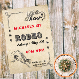 Rodeo Western Riding Cowboy Rodeo Birthday Inbjudningar