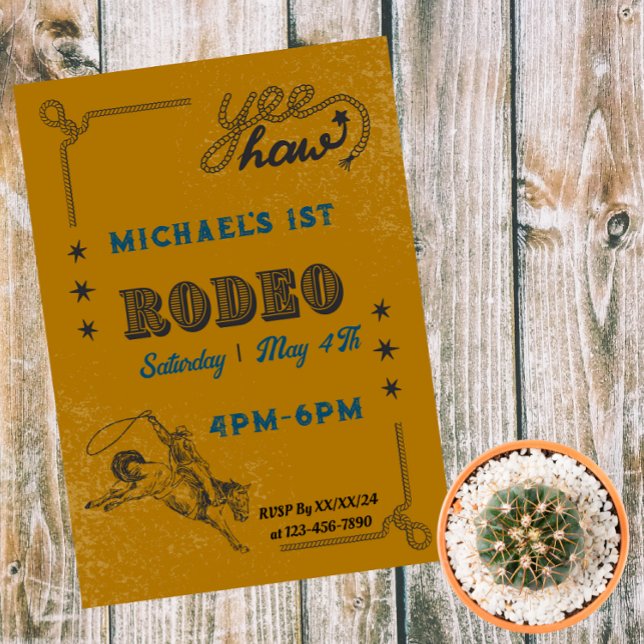 Rodeo Western Riding Cowboyfödelsedagen Magnetisk Inbjudningskort (Skapare uppladdad)