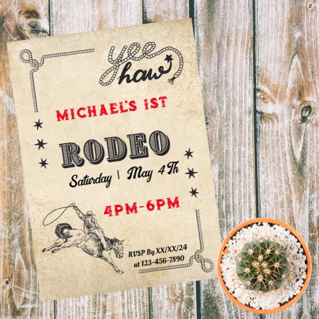 Rodeo Western Ridning Cowboy Rodeo Födelsedag  Inbjudningar (Skapare uppladdad)
