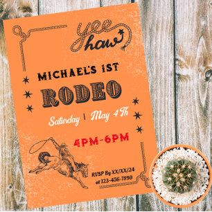 Rodeo Westernridning Cowboy Country Födelsedag Magnetisk Inbjudningskort