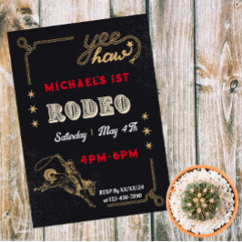 Rodeo westernridning cowboy födelsedag inbjudningar