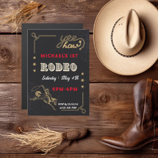Rodeo westernridning cowboy födelsedag magnetisk inbjudningskort