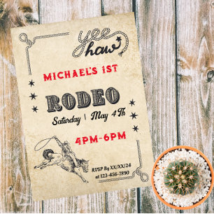 Rodeo westernridning cowboy Rodeo födelsedag Magnetisk Inbjudningskort