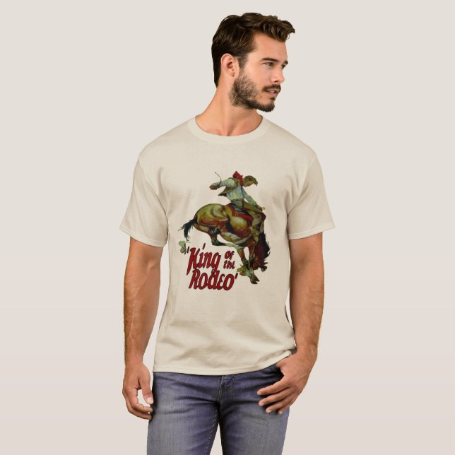 RodeoCowboy som sparkar bakut hästkung av rodeoen T-shirt (Hel framsida)