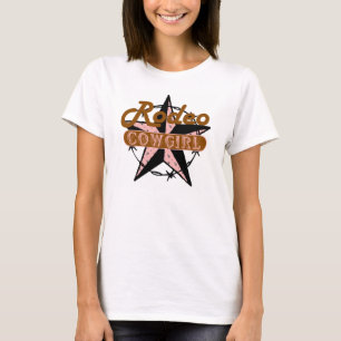 RodeoCowgirlbrunt och rosor Tee