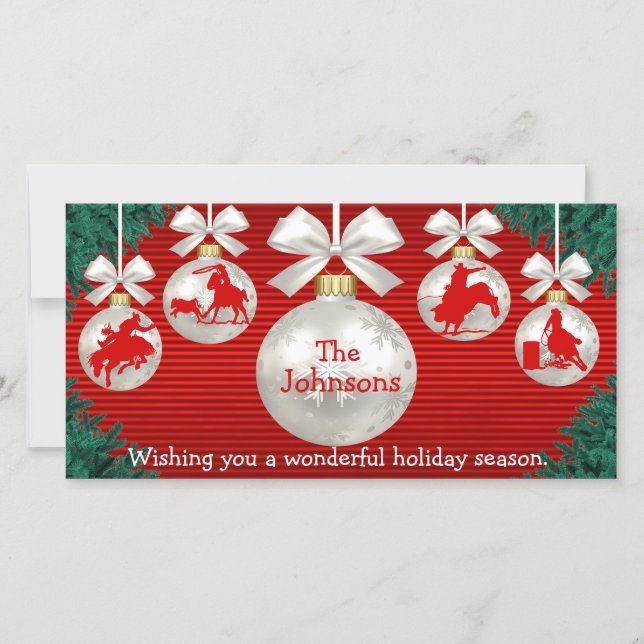 Rodeoornament Krans Kant Röd Bakgrund Kort (Framsida)