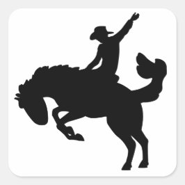 Rodeoryttare till häst fyrkantigt klistermärke