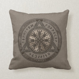 Rodern av Awebruntläder och guld Kudde