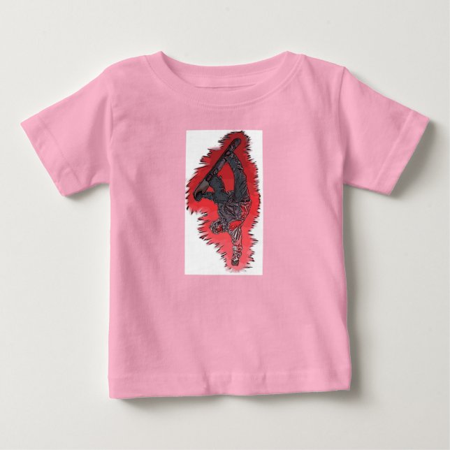 Rödexplosionsutrustning för baby-snowboarder tee (Framsida)