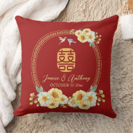 Rödfågel från bröllop ram kudde